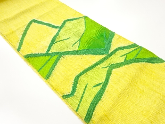 手織り真綿紬抽象模様織出し名古屋帯